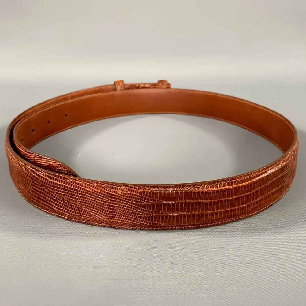 COACH Size 38 Brown Crackled Lizard Belt